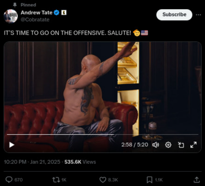 Tate, Trump et l'internationale masculiniste: l’assaut contre nos démocraties