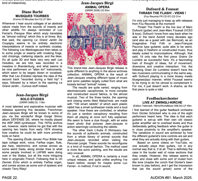 Trois nouveaux articles sur Audion 81