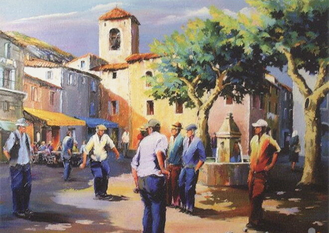 Une partie de pétanque.