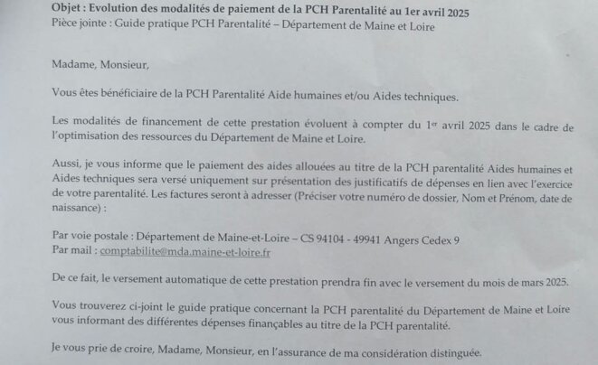 Contrôle d'effectivité de la Prestation de Compensation du Handicap (PCH)