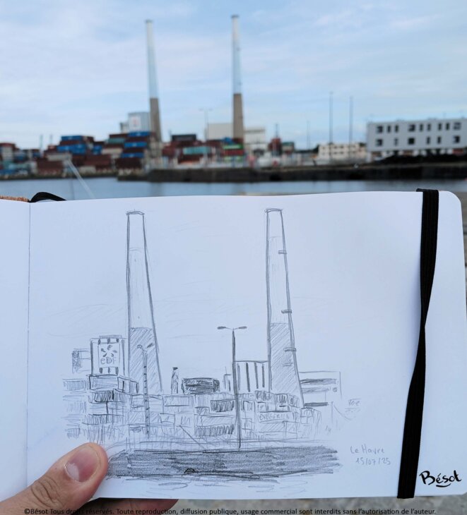 Esquisse - Les cheminées EDF du Havre