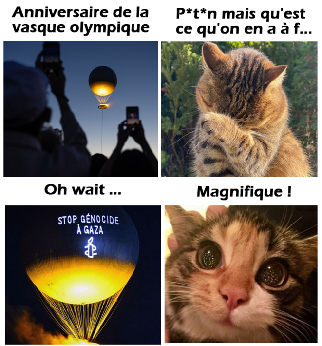 Amnesty projette un message sur la vasque olympique