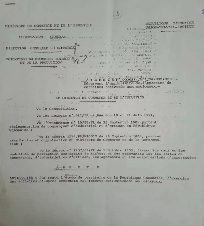 Métiers réservés aux Gabonais : mise à jour d’un texte de 1991