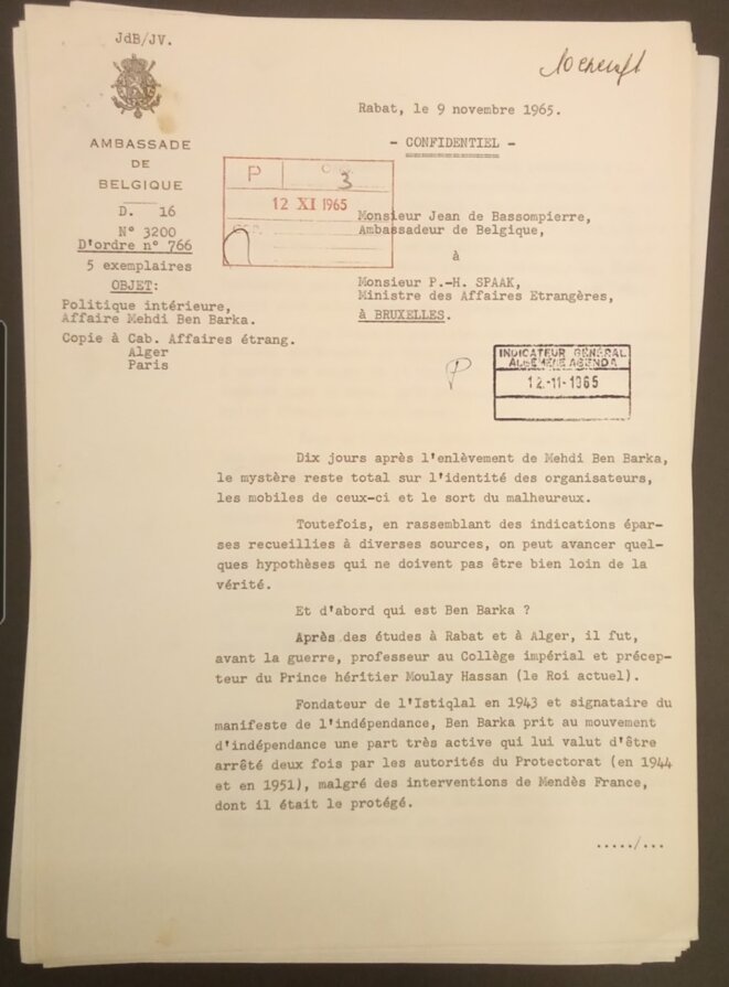 Affaire Ben Barka : les révélations  déclassifiées  des archives diplomatiques belges
