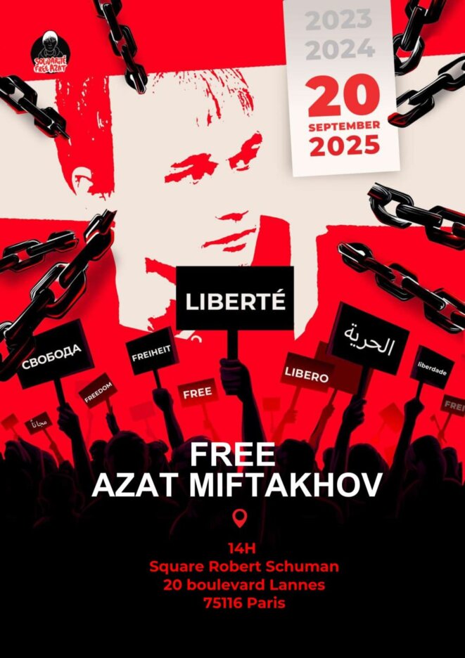 Rassemblement en soutien à Azat Miftakhov à Paris, le samedi 20 septembre