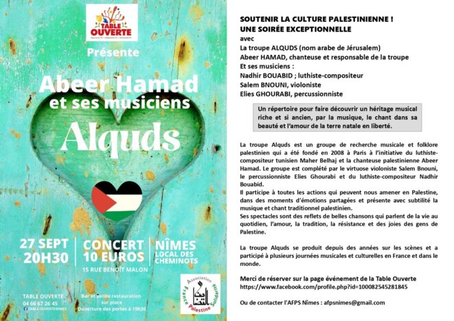 A Nîmes le 27, avec la troupe Al Quds, soutenir la culture palestinienne