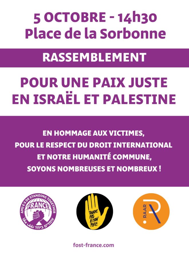 5 octobre : Rassemblons nous à Paris Place de la Sorbonne pour la justice et la paix