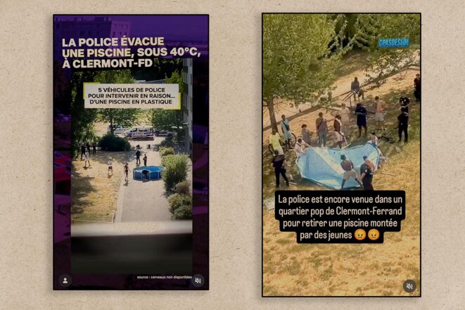 À La Gauthière, la police clermontoise face au terrible gang des piscines sauvages Les réseaux sociaux sont en émoi après deux interventions de la police dans le quartier populaire du nord de la métropole auvergnate. Leur objectif: démonter des piscines en plastique posées par des jeunes dans lespace public pour permettre aux enfants de se rafraîchir.
