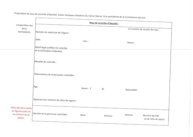 Modèle d'attestation remis par Esther Benbassa.