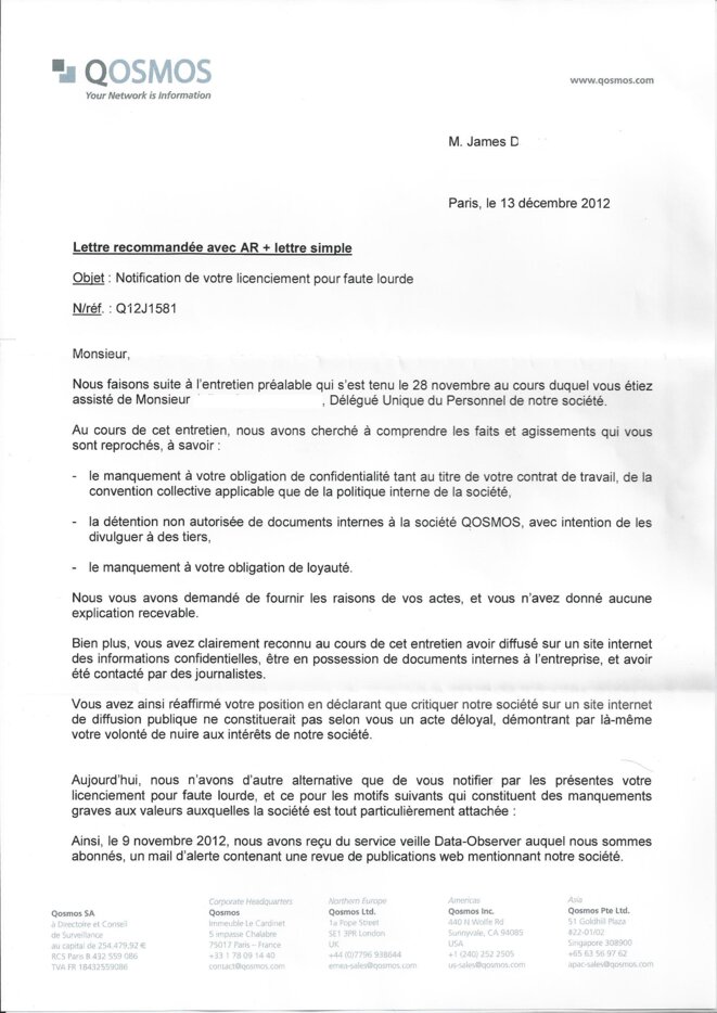 Licenciement pour "faute lourde" © jamesinparis Licenciement pour "faute lourde" © jamesinparis