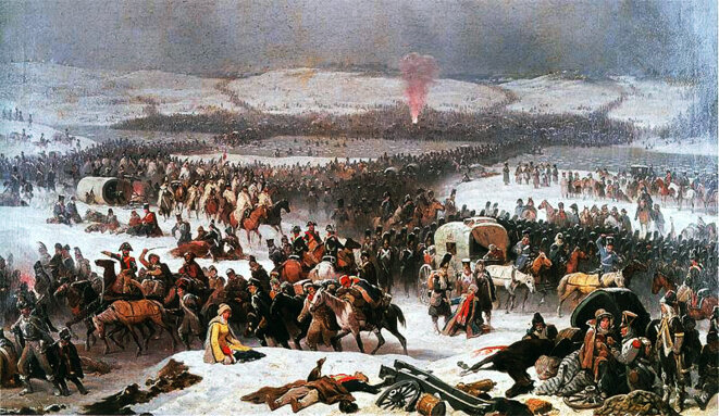 Napoléon traversant la Bérézina Huile sur toile de Janvier Suchodolski, 1866, Musée national de Poznań Napoléon traversant la Bérézina Huile sur toile de Janvier Suchodolski, 1866, Musée national de Poznań