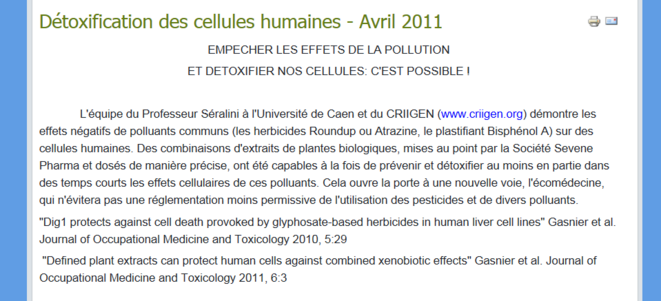 Sur le site du Criigen Sur le site du Criigen