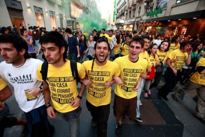 Un grupo de Juventud sin futuro en una protesta Un grupo de Juventud sin futuro en una protesta
