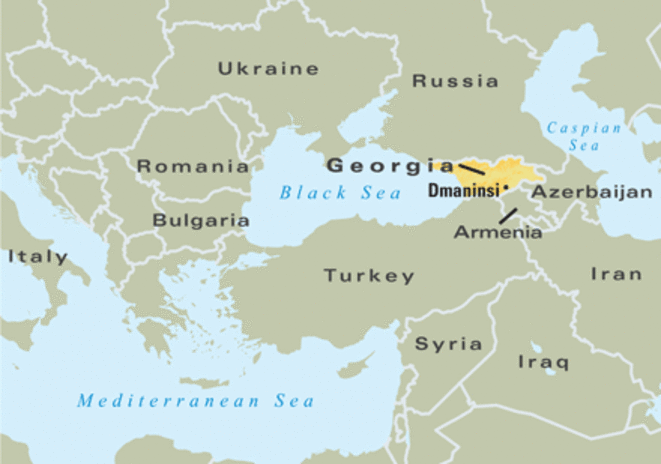 Carte montrant le site de Dmanisi © Ponce de Leon/Zollikofer/Université de Zurich Carte montrant le site de Dmanisi © Ponce de Leon/Zollikofer/Université de Zurich