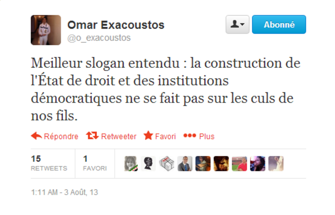 L'un des slogans crié vendredi 2 août à Rabat © @o-exacoustos L'un des slogans crié vendredi 2 août à Rabat © @o-exacoustos