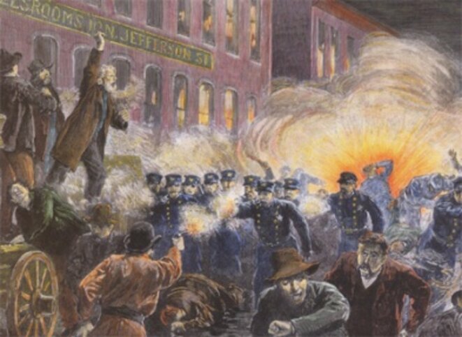 La bombe au Haymarket de Chicago, le 4 mai 1886 © DR La bombe au Haymarket de Chicago, le 4 mai 1886 © DR