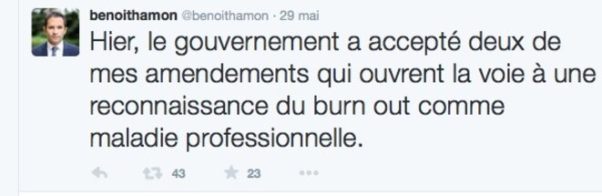 Tweet Benoit Hamon © DR Tweet Benoit Hamon © DR
