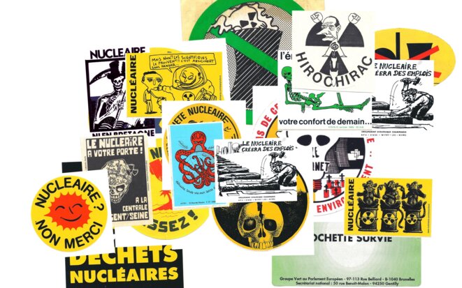 Autocollants antinucléaires, atomes politiques