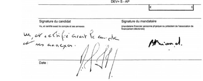 Le compte de campagne déposé et certifié exact par Nicolas Sarkozy © Journal officiel Le compte de campagne déposé et certifié exact par Nicolas Sarkozy © Journal officiel