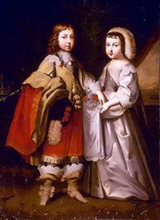 Portrait de Louis XIV et de son frère Monsieur, Duc d'Orleans. Portrait de Louis XIV et de son frère Monsieur, Duc d'Orleans.