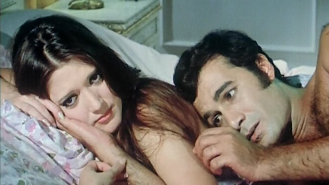 Chams El-Baroudy et Mahmoud Yassine dans Une Femme de mauvaise réputation, 1973, film de Henri Barakat Chams El-Baroudy et Mahmoud Yassine dans Une Femme de mauvaise réputation, 1973, film de Henri Barakat