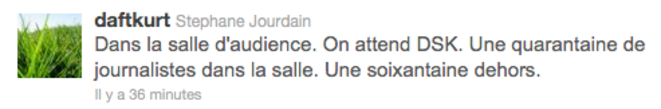 Correspondant pour l'AFP à Washington, Stéphane Jourdain twitte depuis la salle d'audience du tribunal pénal Correspondant pour l'AFP à Washington, Stéphane Jourdain twitte depuis la salle d'audience du tribunal pénal