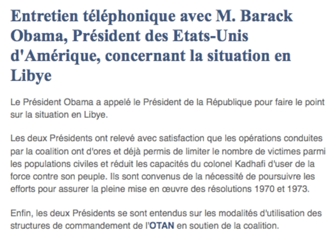 Communiqué publié sur le site de l'Élysée Communiqué publié sur le site de l'Élysée