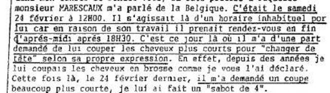 Déclaration du coiffeur de Marécaux Déclaration du coiffeur de Marécaux