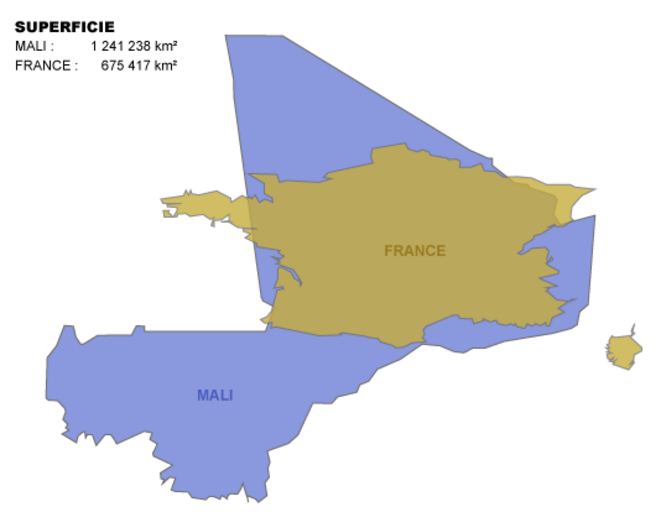 superficies comparées du Mali et de la France superficies comparées du Mali et de la France