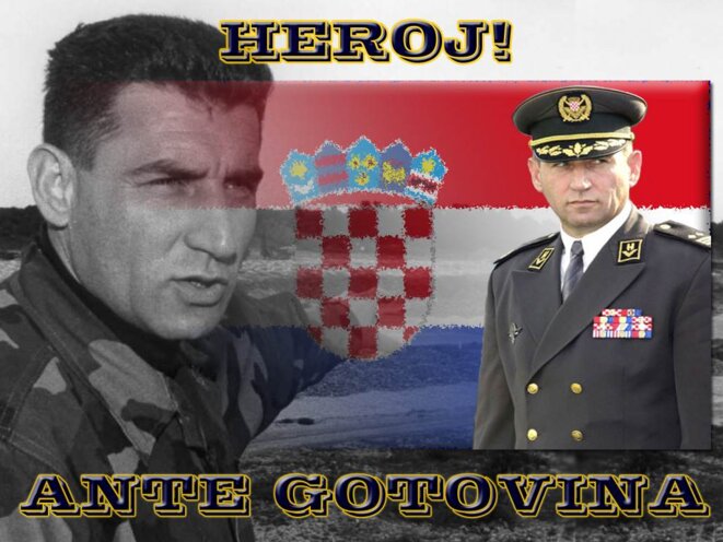 «Héros» Gotovina: affiche des ultranationalistes croates. © (dr) «Héros» Gotovina: affiche des ultranationalistes croates. © (dr)