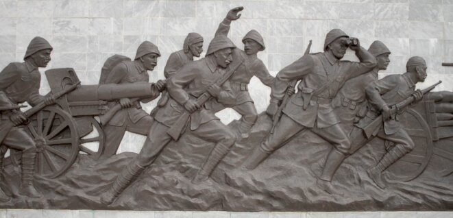 A Gallipoli, un bas-relief de la bataille des Dardanelles. © Laurent Geslin A Gallipoli, un bas-relief de la bataille des Dardanelles. © Laurent Geslin