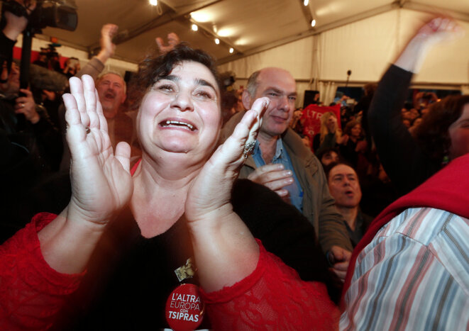Athènes, dimanche, à l'annonce des résultats. © Reuters Athènes, dimanche, à l'annonce des résultats. © Reuters