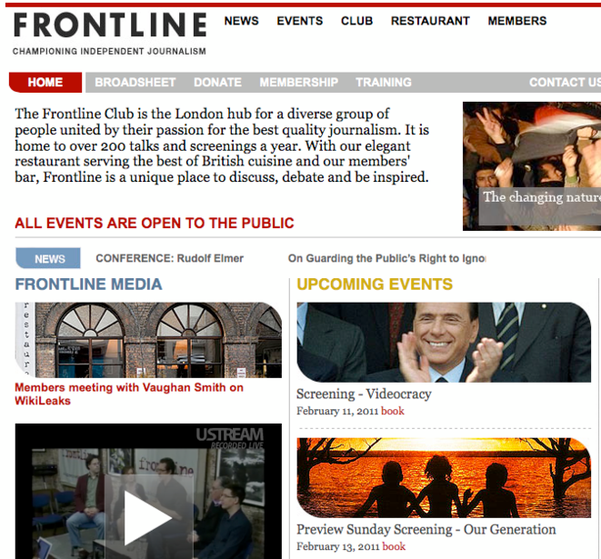 La page d'accueil de Frontline. La page d'accueil de Frontline.