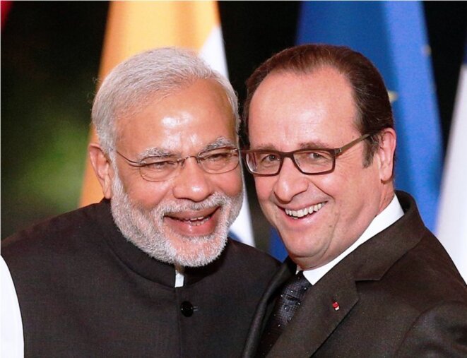 Le premier ministre indien Nerendra Modi et François Hollande, le 10 avril à l'Elysée. Un contrat de 36 avions Rafale à la clé. © Reuters Le premier ministre indien Nerendra Modi et François Hollande, le 10 avril à l'Elysée. Un contrat de 36 avions Rafale à la clé. © Reuters