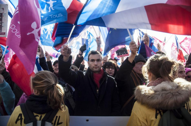 Lors du défilé de la « Manif pour tous », le 2 février 2014, à Paris. © Nicolas Serve Lors du défilé de la « Manif pour tous », le 2 février 2014, à Paris. © Nicolas Serve