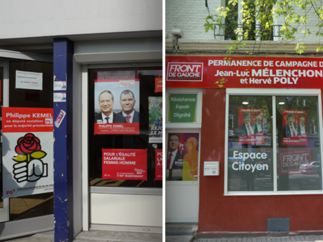 Les QG du PS et du Front de Gauche à Hénin-Beaumont. © M.T. Les QG du PS et du Front de Gauche à Hénin-Beaumont. © M.T.