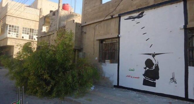 Le plus grand graffiti de Syrie sur un mur de Yalda - photo partagée sur la page Facebook de l'artiste Le plus grand graffiti de Syrie sur un mur de Yalda - photo partagée sur la page Facebook de l'artiste
