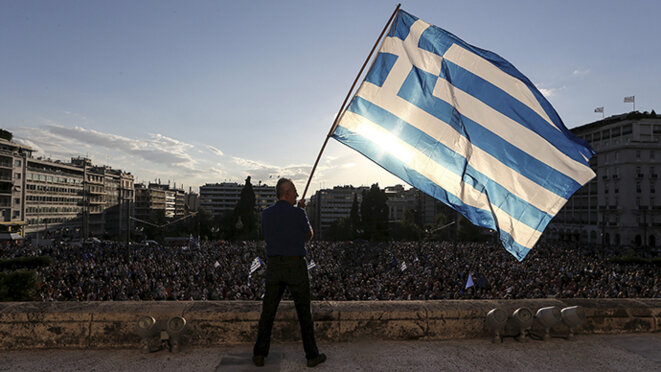 Durant la campagne pour le référendum en Grèce. © Reuters Durant la campagne pour le référendum en Grèce. © Reuters