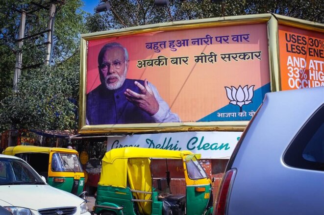Des affiches électorales en faveur de Modi à New Delhi © Thomas Cantaloube Des affiches électorales en faveur de Modi à New Delhi © Thomas Cantaloube