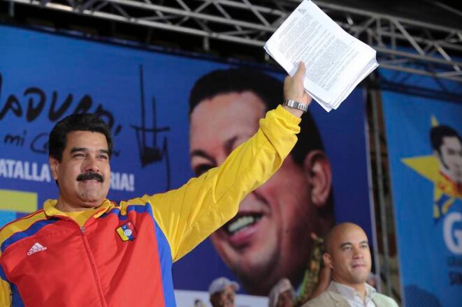 Nicolas Maduro lors d'un meeting du Gran Polo Patriotico en novembre 2014. © Reuters