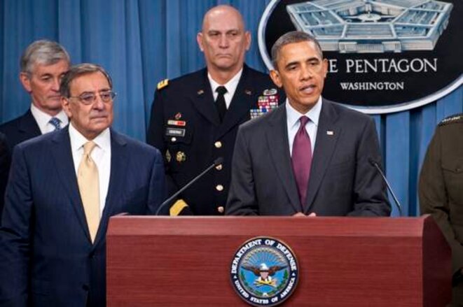 Leon Panetta et Barack Obama au Pentagone jeudi 5 janvier. © Erin A. Kirk-Cuomo/DOD Leon Panetta et Barack Obama au Pentagone jeudi 5 janvier. © Erin A. Kirk-Cuomo/DOD