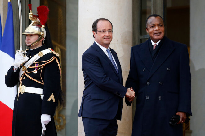 Hollande reçoit Sasso-Nguesso à l'Elysée en décembre 2013. © Reuters
