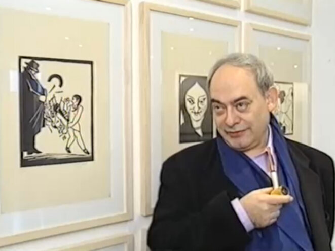 Roland Topor, lors d'une exposition en Belgique © (collection Frantz Vaillant Roland Topor, lors d'une exposition en Belgique © (collection Frantz Vaillant