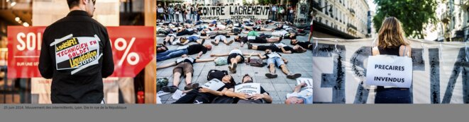 Mouvement intermittents Lyon Die In Rue de la république © henri granjean/item Mouvement intermittents Lyon Die In Rue de la république © henri granjean/item