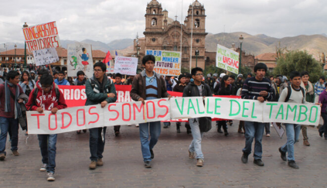Manifestation de soutien à Cusco ©Red Muqui Manifestation de soutien à Cusco ©Red Muqui