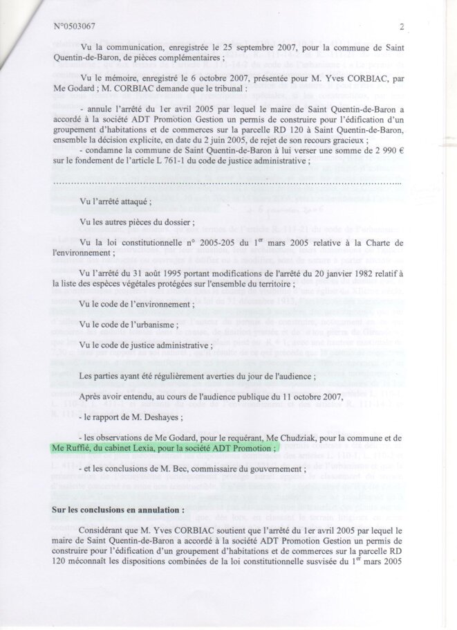 Jugement du Tribunal Administratif de Bordeaux (8 novembre 2007) © Tribunal Administratif de BOrdeaux Jugement du Tribunal Administratif de Bordeaux (8 novembre 2007) © Tribunal Administratif de BOrdeaux