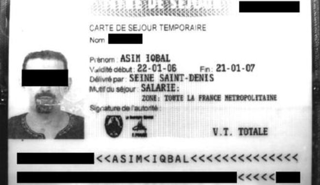 Permiso de residencia en Francia de Asim. Permiso de residencia en Francia de Asim.