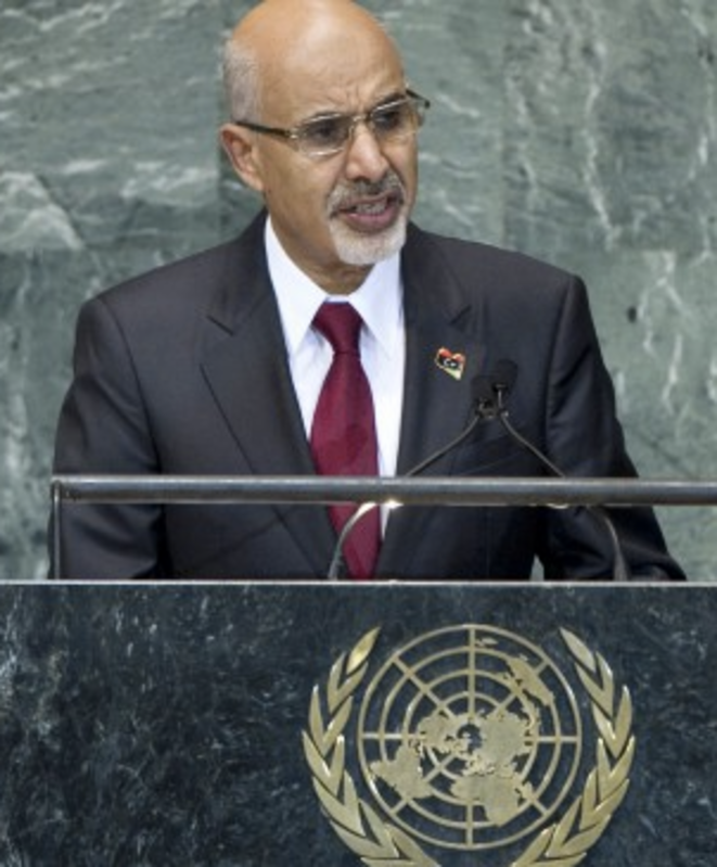 Mohamed el-Megaryef à la tribune de l'ONU. Mohamed el-Megaryef à la tribune de l'ONU.