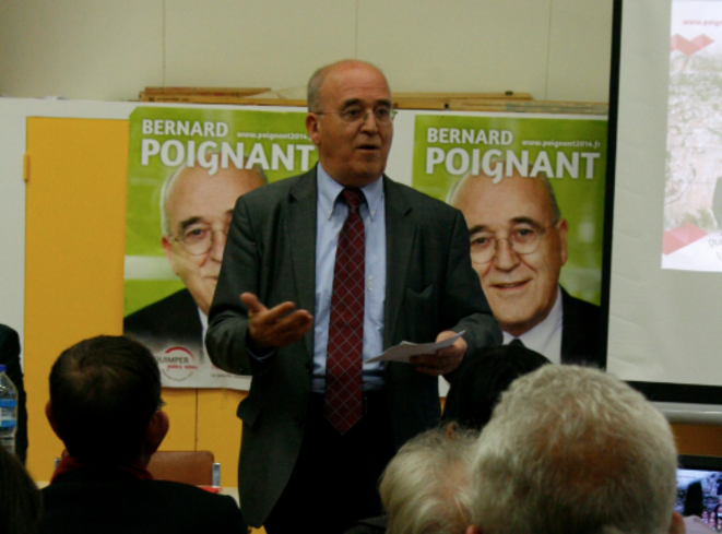 Bernard Poignant en réunion publique à Kerfeunteun © L.B. Bernard Poignant en réunion publique à Kerfeunteun © L.B.
