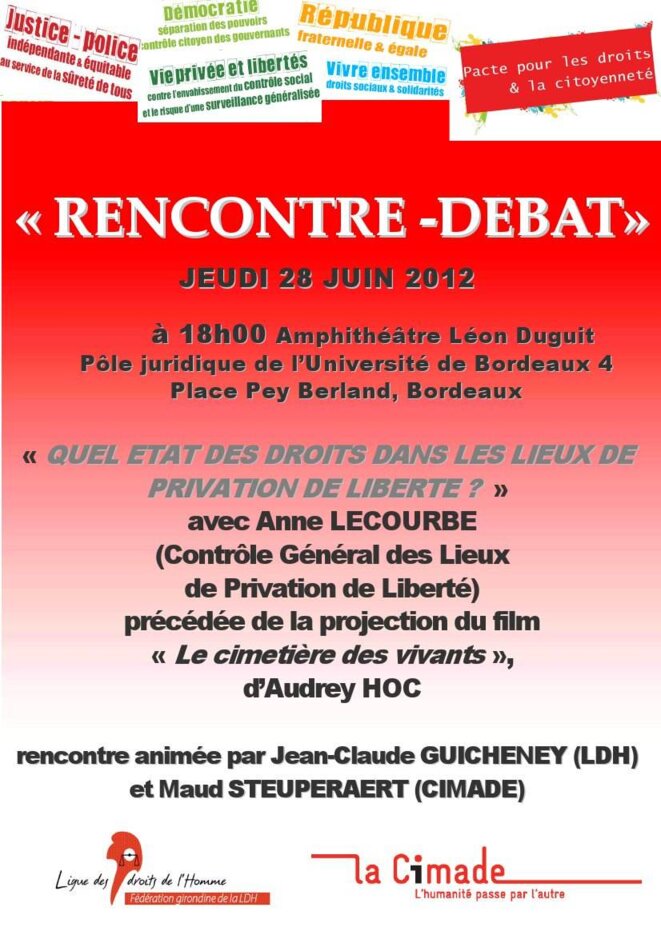 Rencontre-débat à Bordeaux : état des droits dans les lieux de privation de liberté